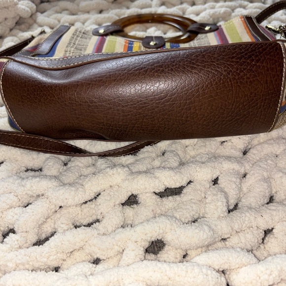 Relic by Fossil Multicolor Stripe Canvas Shoulder Bag Faux Leather Handles Boho - Picture 4 of 7